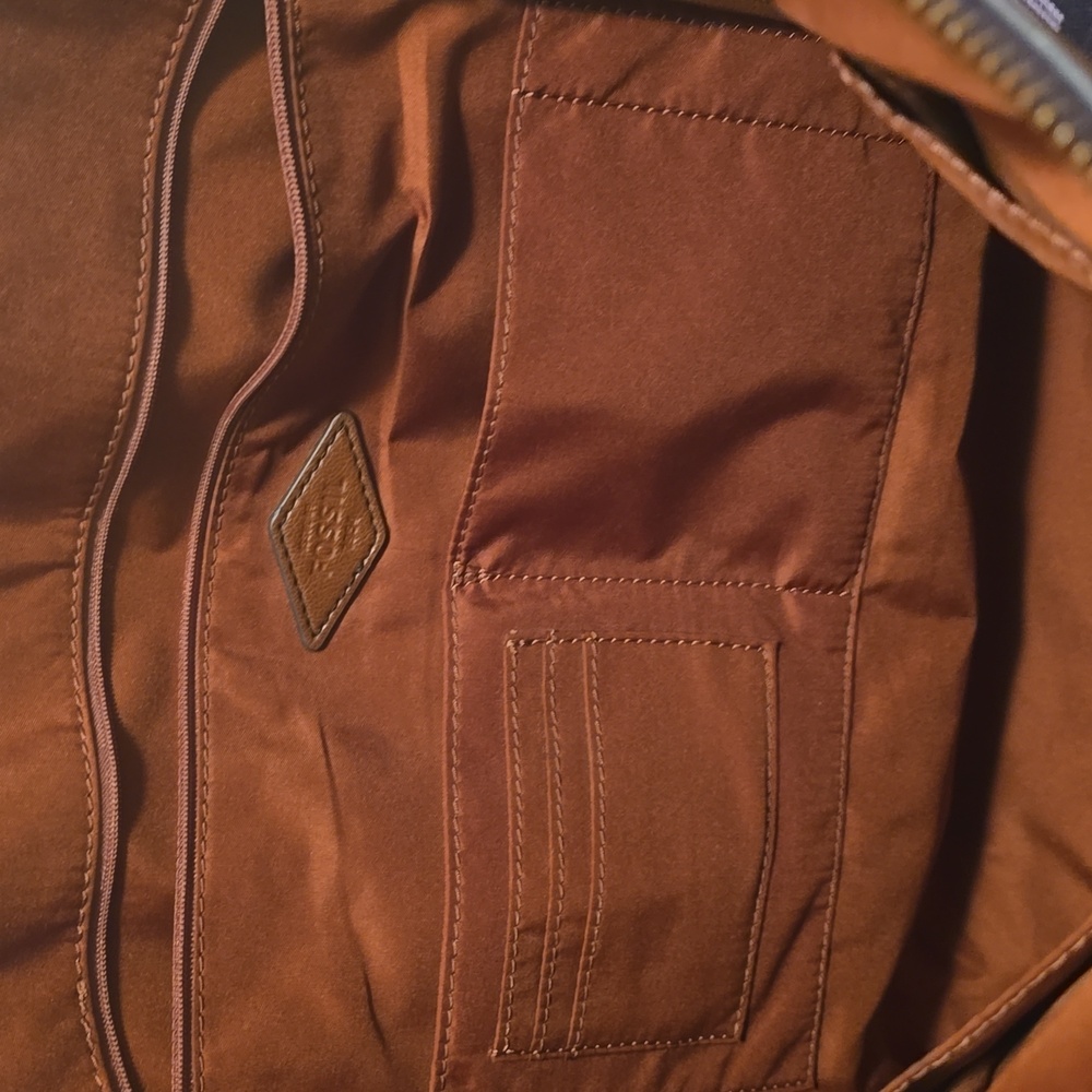 Fossil Brown and Blue Heart Pattern Tote Bag - Picture 7 of 8